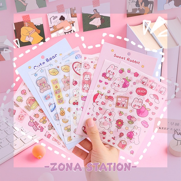 

[ZS] 1 Lembar / Sticker Bear Sweet Rabbit Decoration Scrapbook