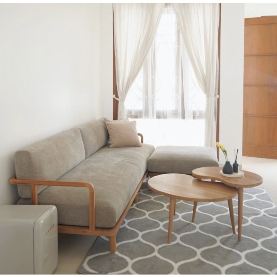 sofa sudut minimalis / sofa l jati / sofa sudut modern jati