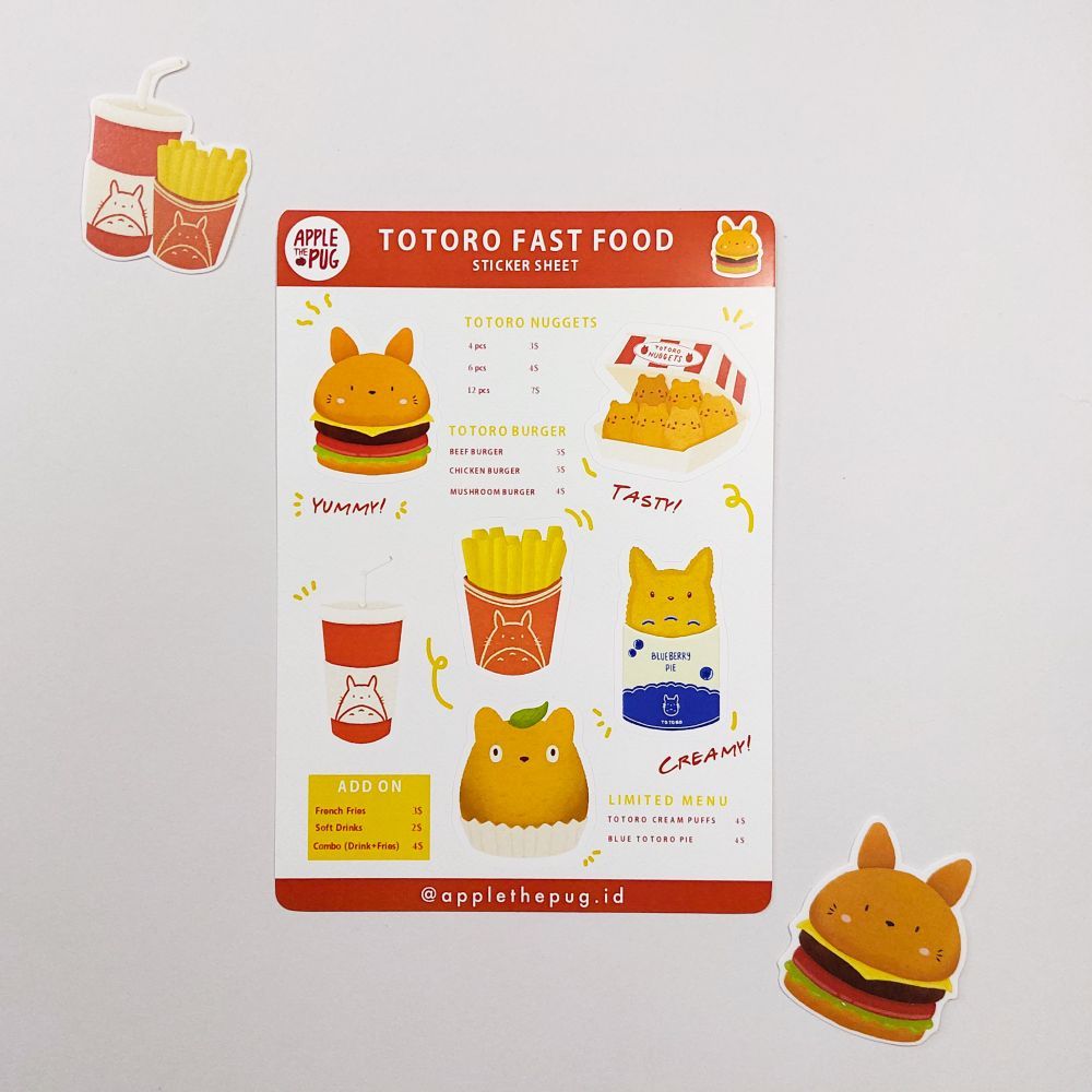

APPLE THE PUG Ghibli Sticker Set / Stiker Die Cut - Kiss Cut