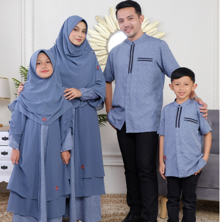 Sarimbit Couple Keluarga Terbaru Lebaran 2024 Baju Muslim Kapel Ayah Ibu Anak Perempuan dan Laki Lak
