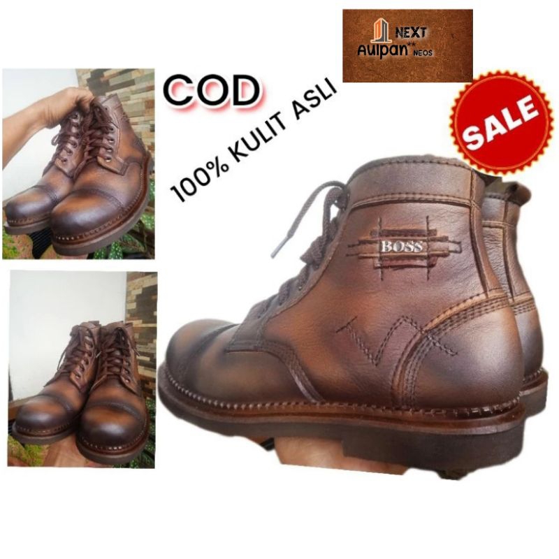 Sepatu SAFETY Boots Kulit Asli Pria Sepatu Kulit Asli Boots Kulit Pria Asli Boots Kulit Pria Model R