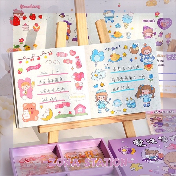 

[ZS] 10 Lembar / Random Sticker Girl Kawai Cute Sheet Motif Decoration