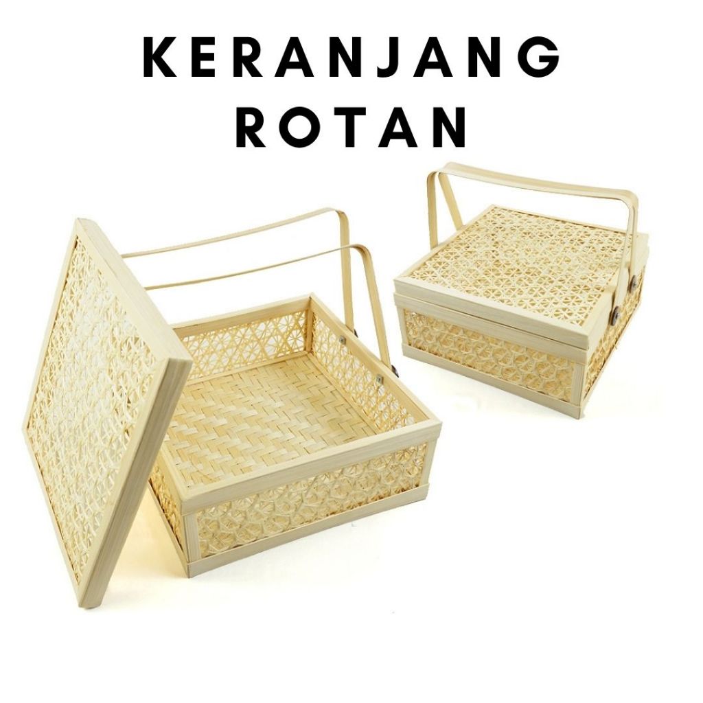 Keranjang Rotan Penutup - Keranjang Rotan kotak / Keranjang Rotan Parcel / Keranjang Rotan Hampers