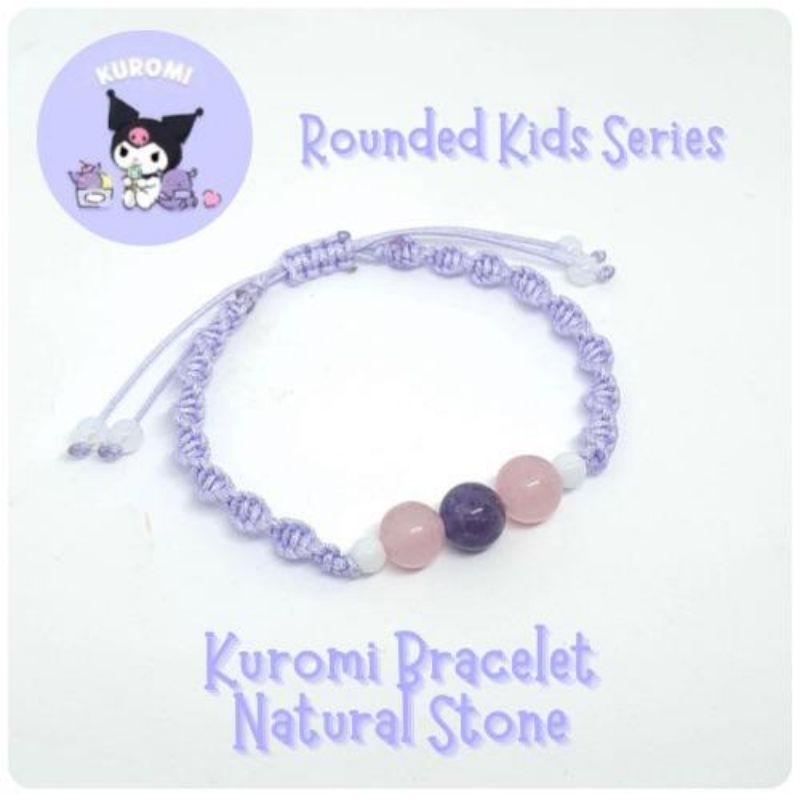 Kids Series KUROMI Friendship Braided Bracelet Purple Single Spiral Bracelet Amethyst dan Morganite 