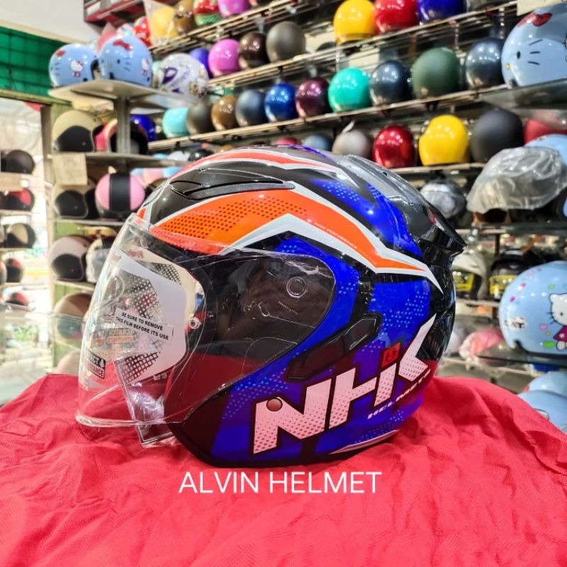 Helm Half Face NHK R1 motif Subject Black/Orange/Blue / NHK R1 Motif original