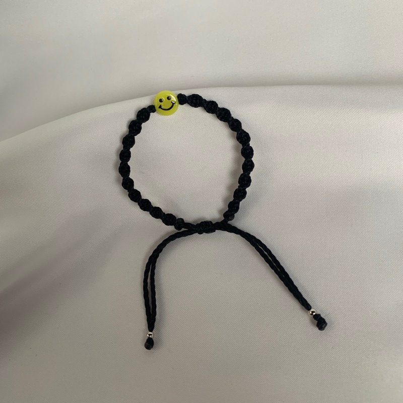 BOBNECKLACE - Gelang tali hitam smile knot