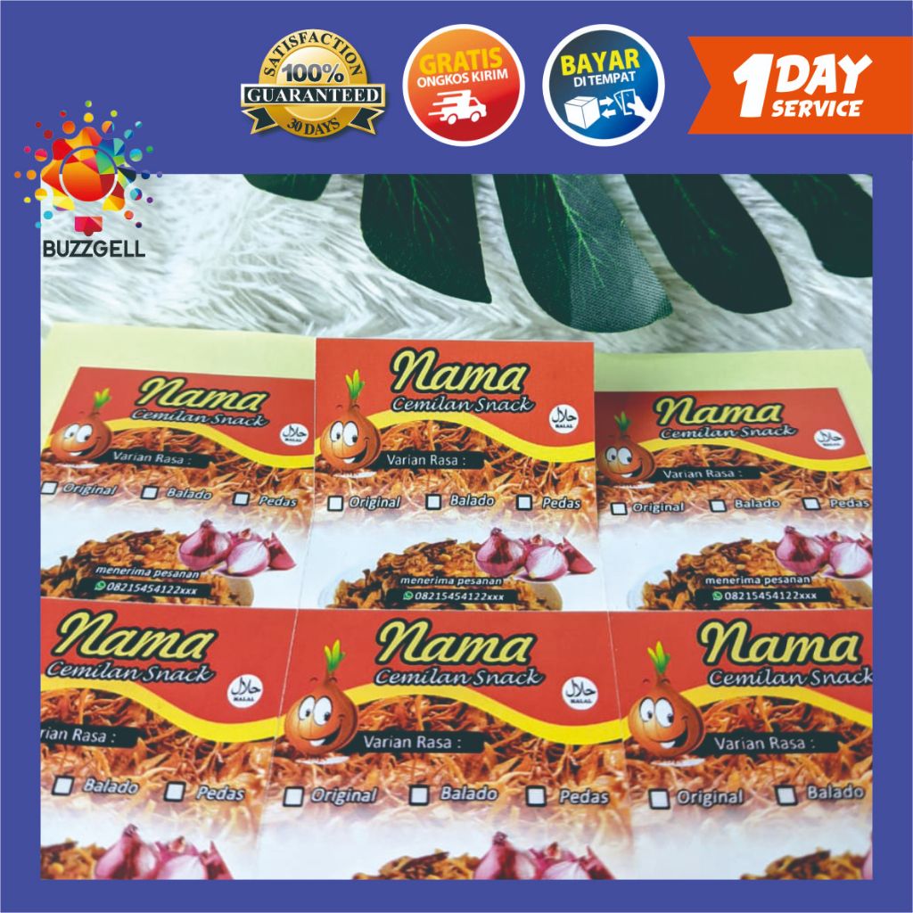 Sticker Label Kotak Makanan Stiker Snack Cemilan Ringan Keripik Kerupuk