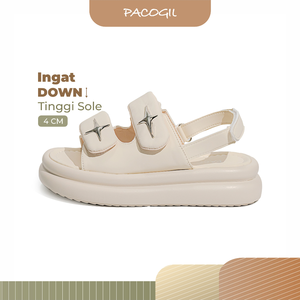 PACOGIL Rebecca Sandal Platform Tinggi Black / Cream Fashion Wanita