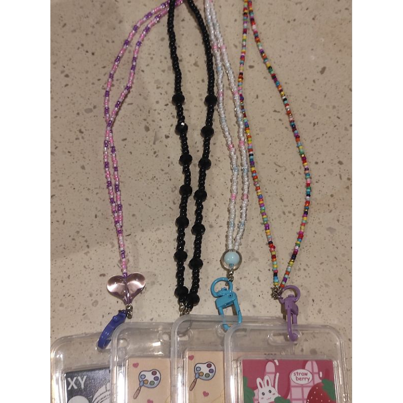 

Lanyard Manik Beads ID Card Clear Mote Gantungan Id Card
