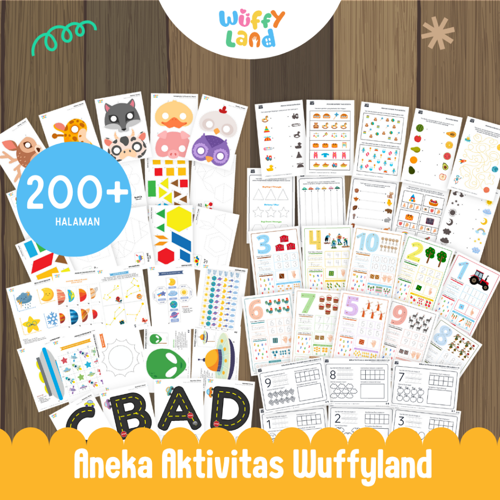 WUFFYLAND PDF Worksheet Printable Bahan Ajar Anak Pra Menulis Pra Matematika Seni Usia 3 4 5 6 Tahun