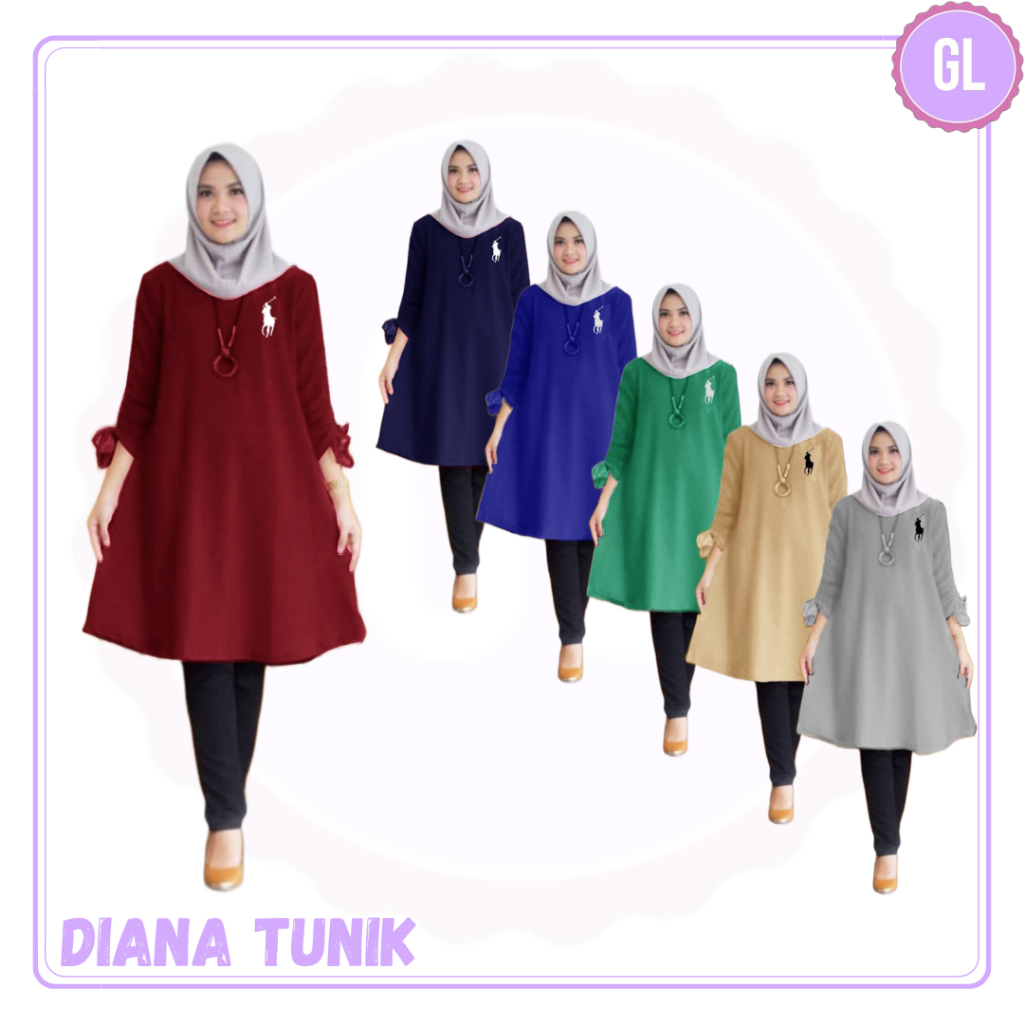 Tunik Diana Baju Atasan Tunik Muslim Wanita - L XL XXL 3XL