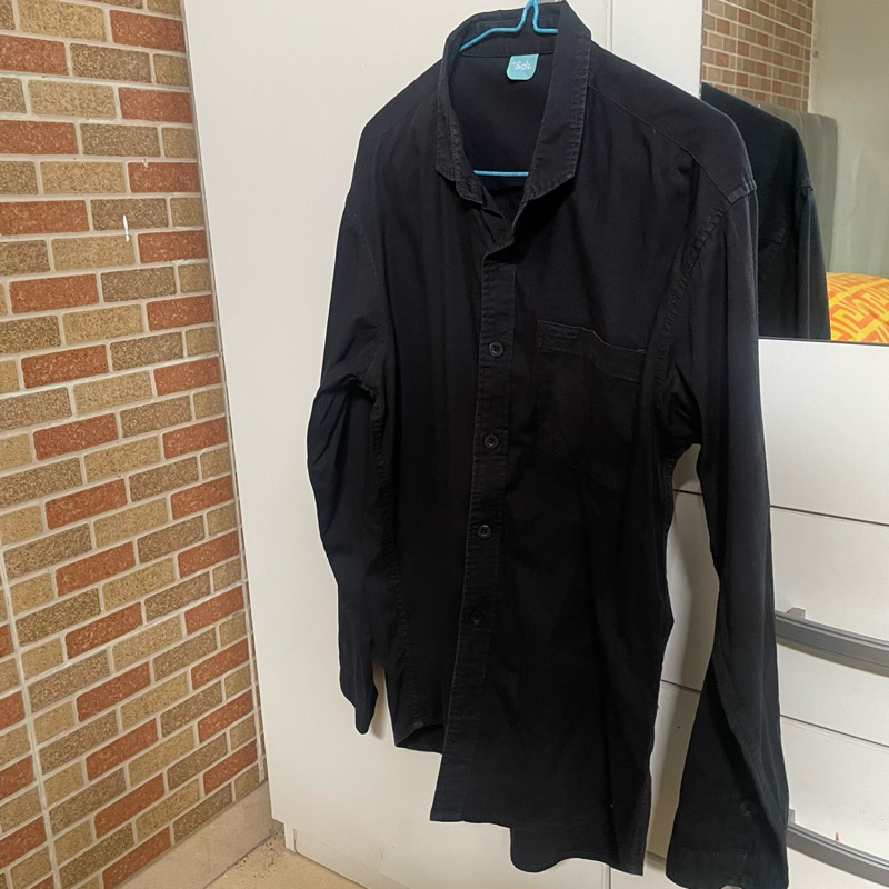 kemeja lengan panjang hitam rsch