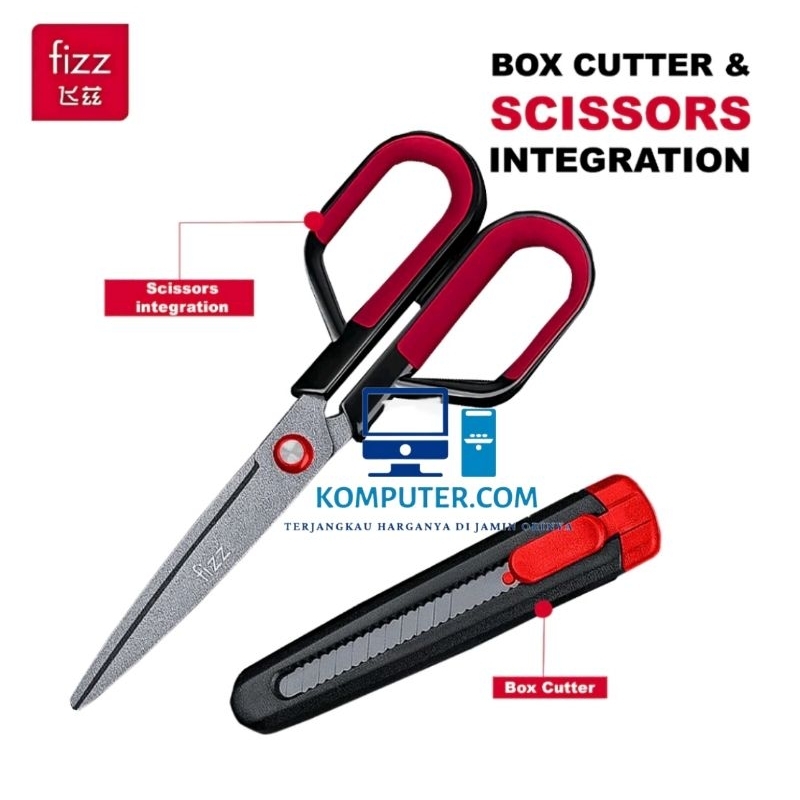 

Gunting & Cutter Multifungsi Scissor integration Fizz FZ21213-R 2 in 1
