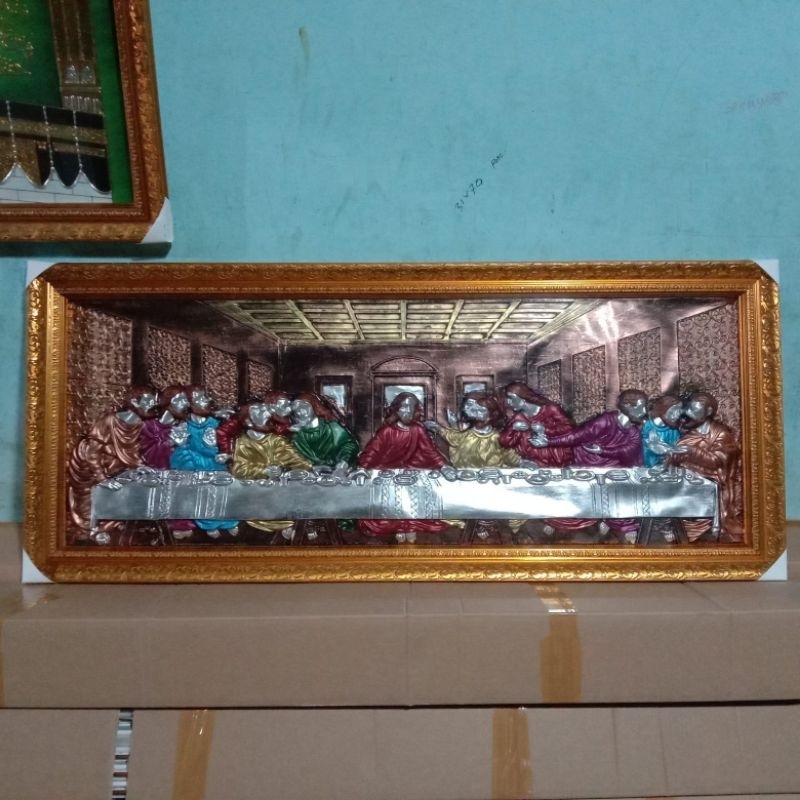 Perjamuan Kudus Kristen / Hiasan Dinding Kristen / Bingkai Kaca / Hiasan Ruang Tamu kristen / Gratis