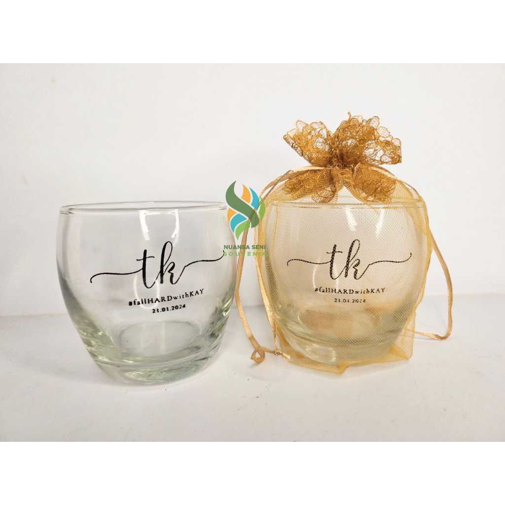 Souvenir Pernikahan Gelas Telur Kaca Cangkir Jus Gelas Tiffany Mug Minum Wine Tumbler Sablon