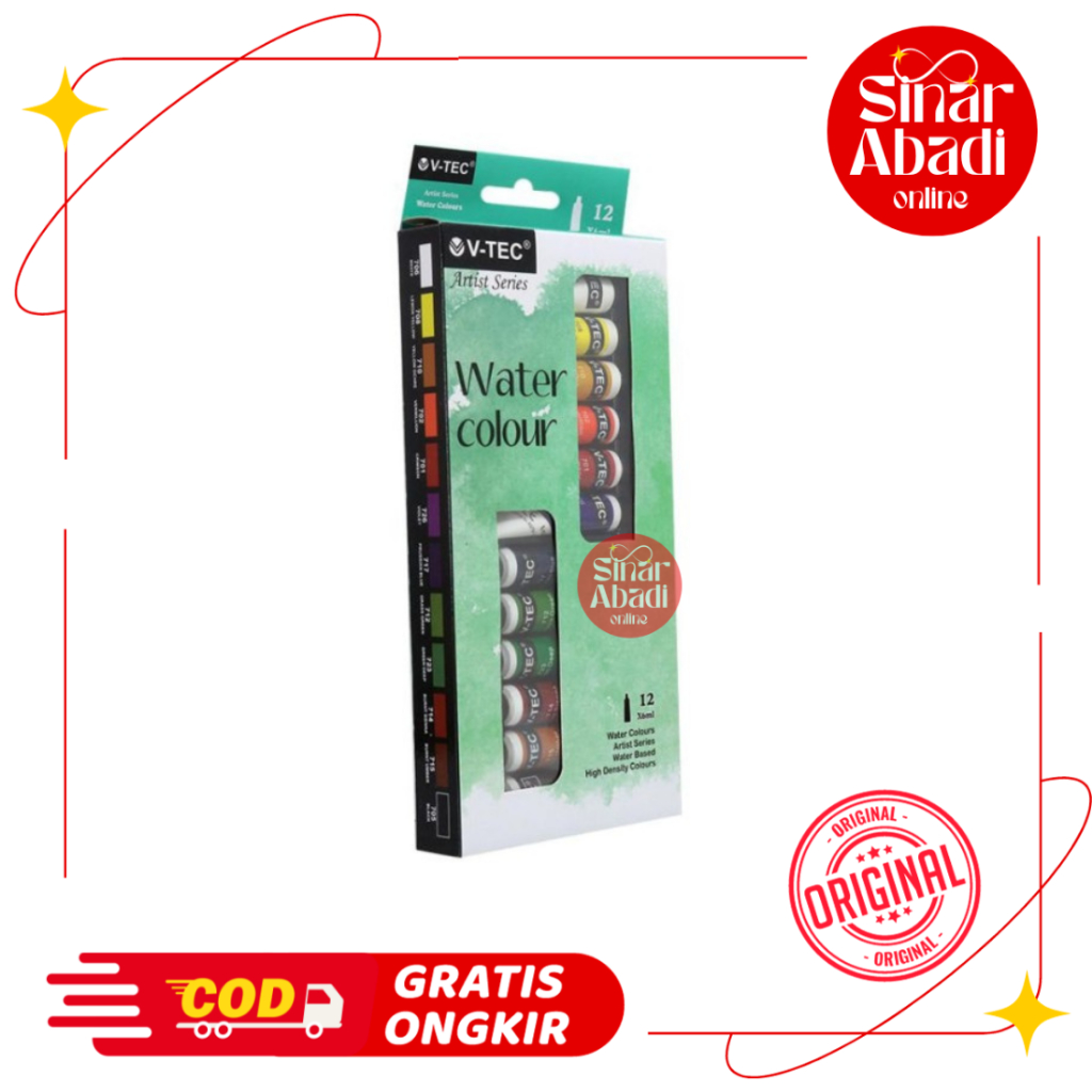 

CAT AIR / WATERCOLOR V-TEC 12 WARNA 6ML VT-1325