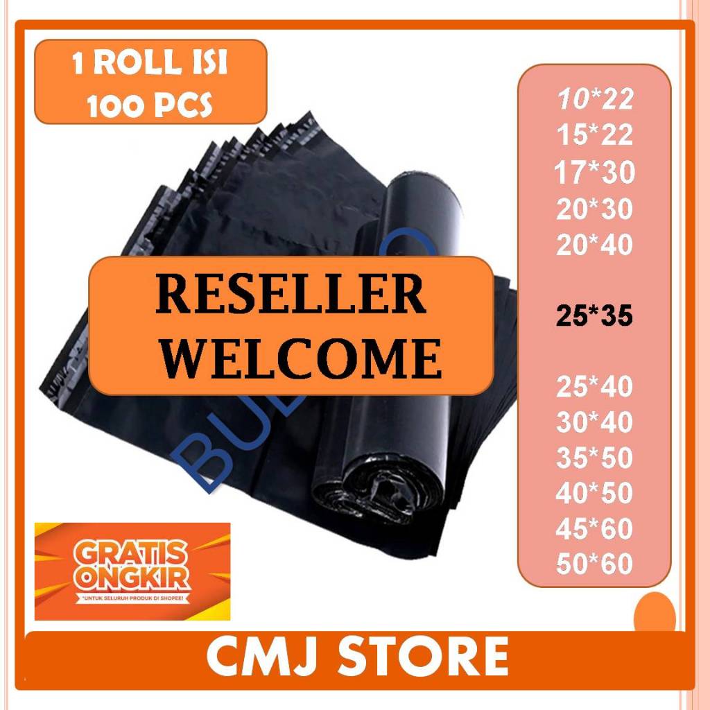 

Polymailer 25x35 PLASTIK PACKING POLYMAILER HITAM ISI 100 PCS