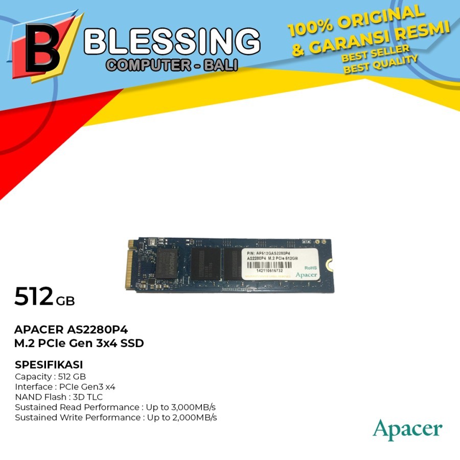 SSD 512GB Apacer AS2280P4 / SSD Apacer 512GB PCIe 3x4 AP512GAS2280P41