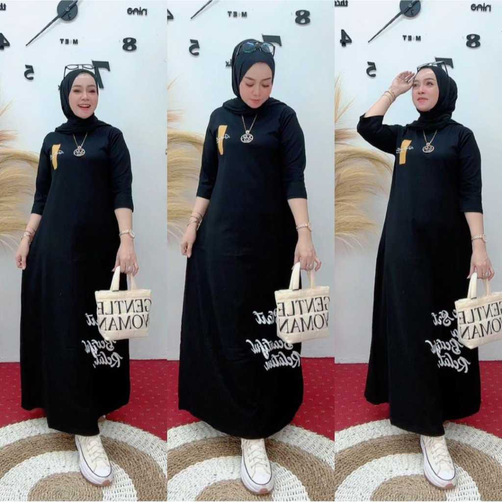 Gamis Lengan 7/8 Nabil Baju Panjang Daily Wanita Standar Dan Jumbo