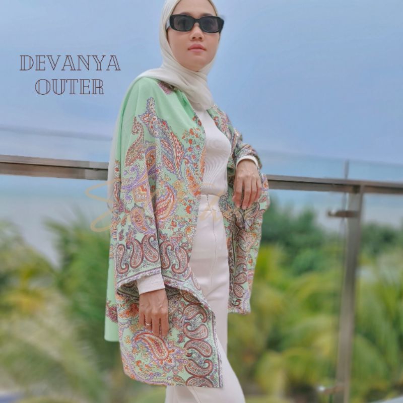 baju luaran wanita Cardigan Pantai jumbo Motif Devanya Outer dress kondangan