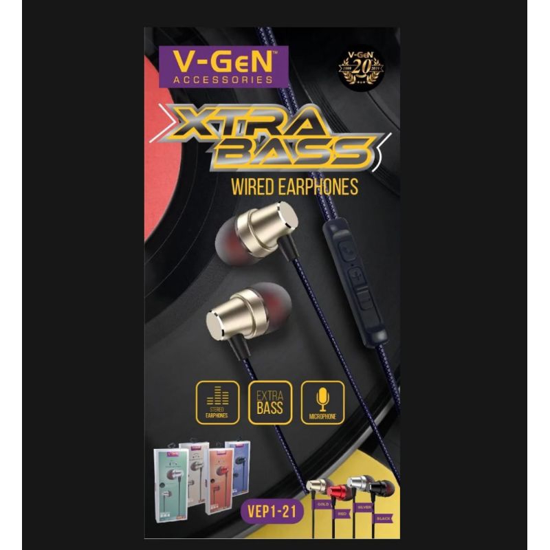 Handsfree V-GeN VEP1-21 Wired Earphone Headset Stereo Sound VGEN