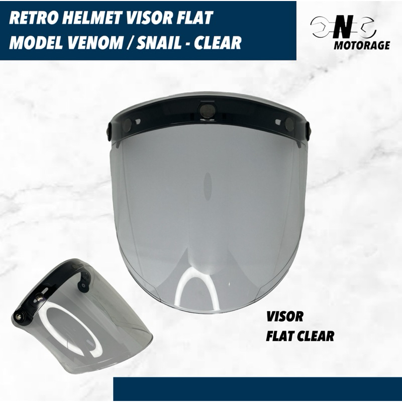 Visor Bogo Kaca Flat Venom Snail Injak Helm Motor Retro Universal - Clear / Smoke