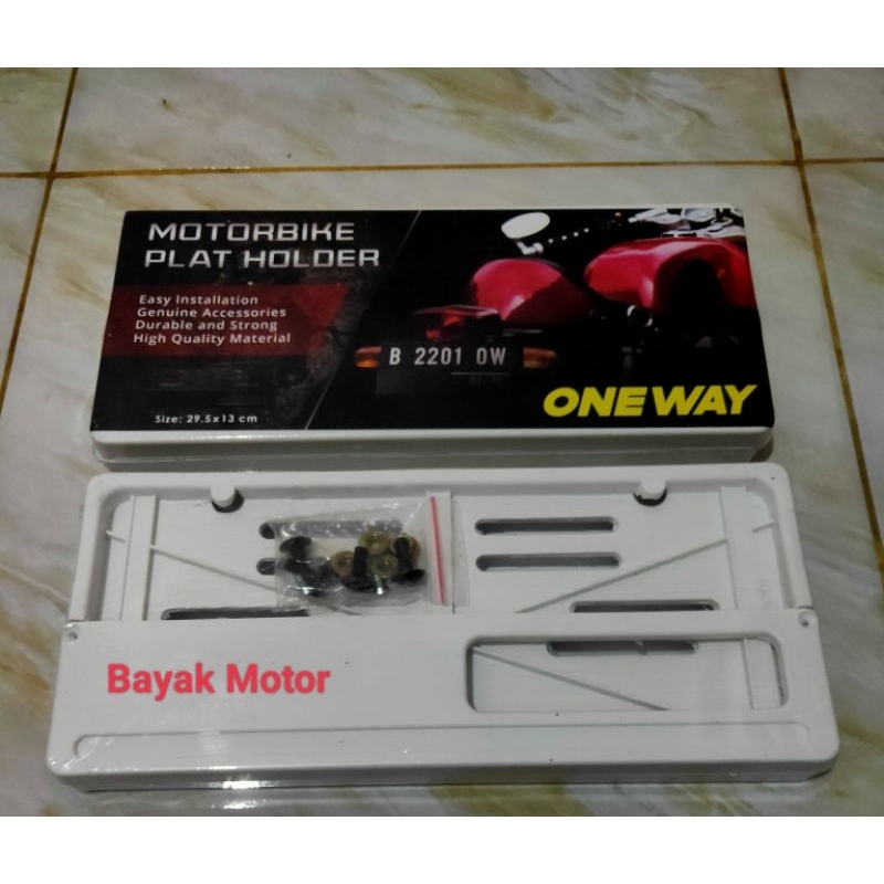 Dudukan Putih Plat Nomor Motor Universal Honda, Suzuki, Yamaha