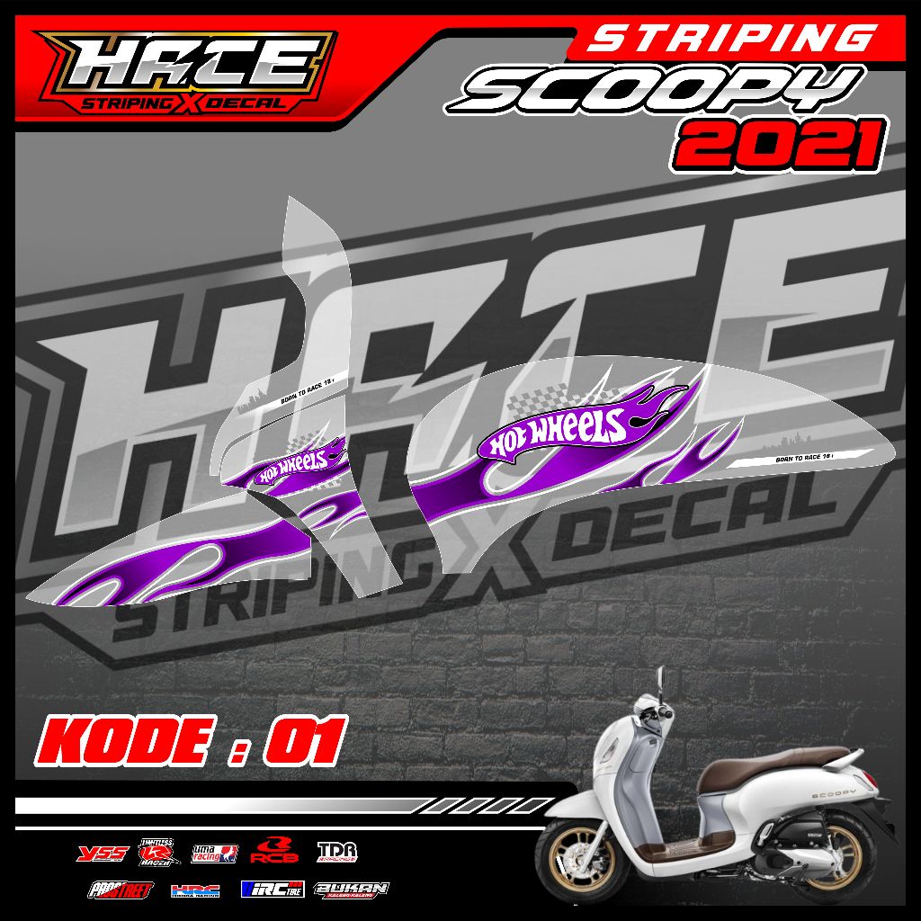 01 STICKER UV TRANSPARAN SCOOPY 2021 - STICKER STRIPING UV SCOOPY 2021 HOT WHEELS