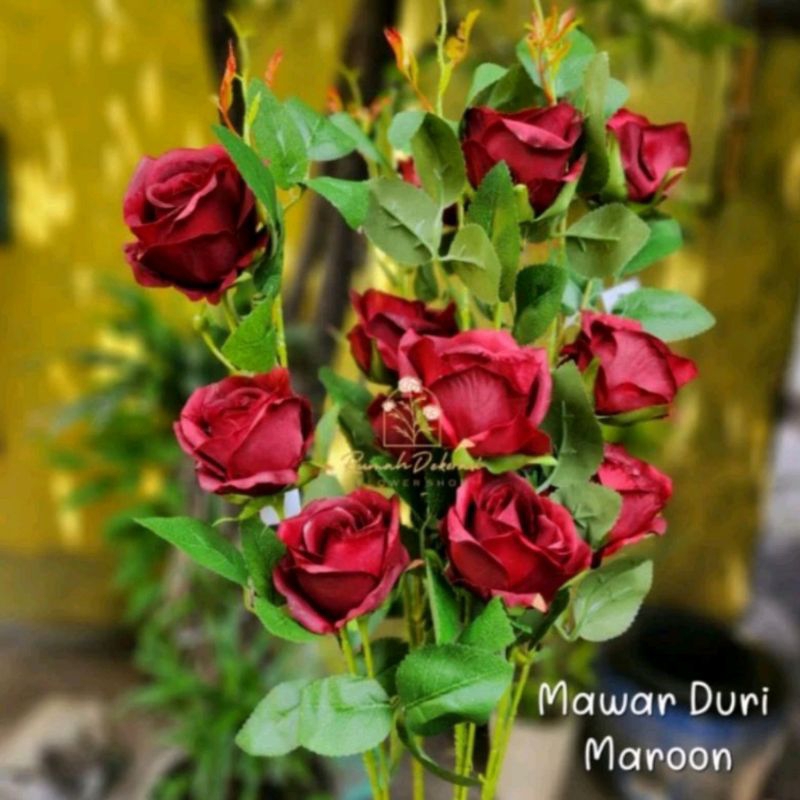 Mawar 3 Kuntum Tinggi 80Cm Bunga Artificial