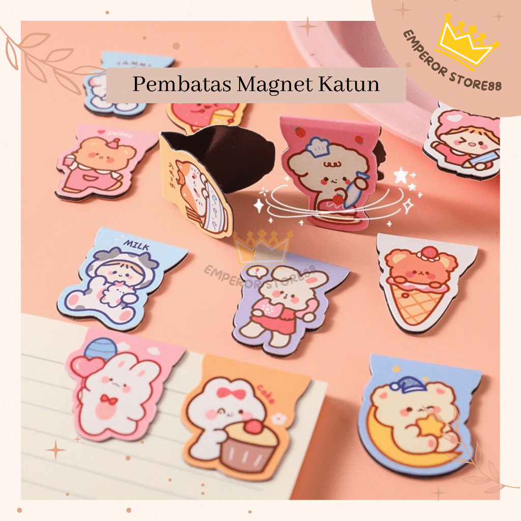 Pembatas Buku Magnet Katun Karakter Lucu Boomark Magnetic