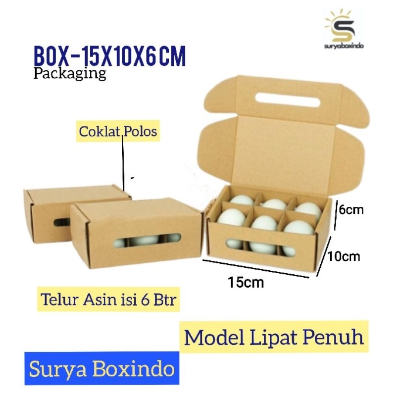 

Box Telur Asin isi 6 Butir (15x10x6 cm)+ Sekat Box/Endogasin/Telurbebek/telurayam/Telur/Kardus/Trytelur