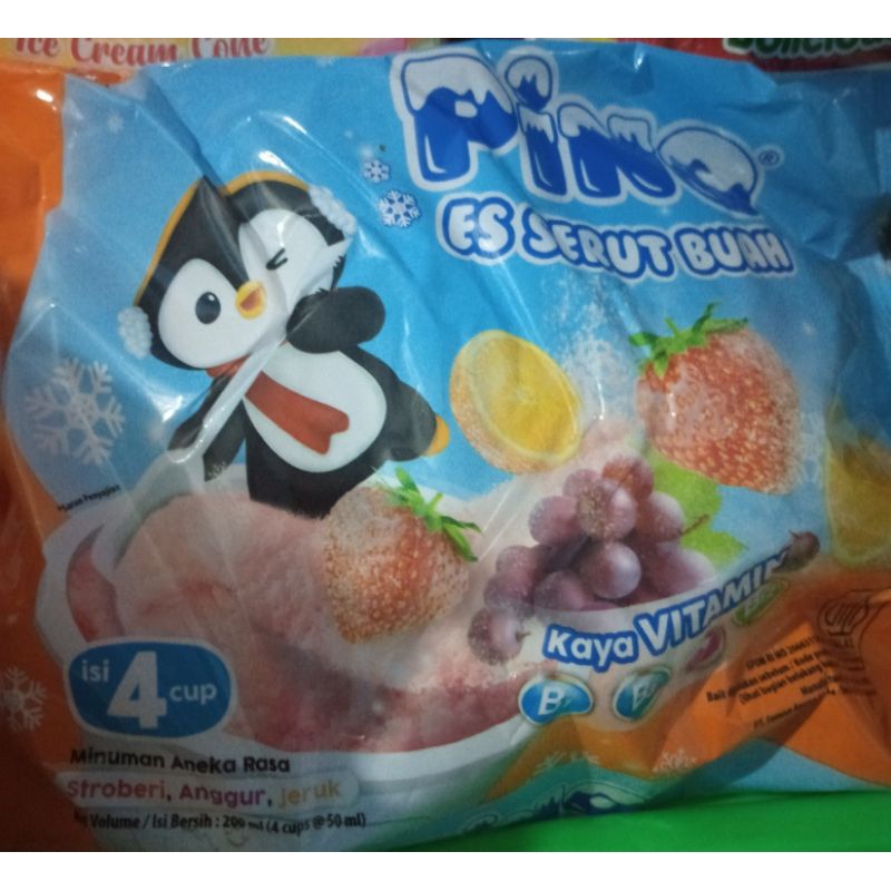 

Pino Es Serut Buah Rasa strowberry,jeruk,anggur.1 Pak isi 4 cup
