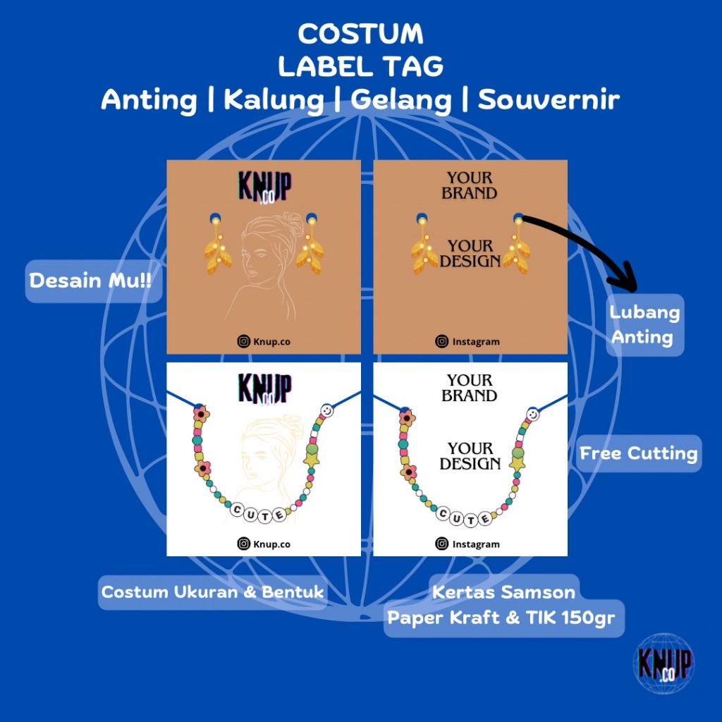 

Label Tag Kertas Kraft / TIK Untuk Anting / Kalung / Gelang Costum