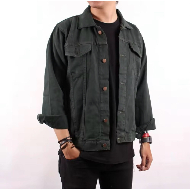 Jaket Jeans Hijau Army / Jaket Denim Hijau army