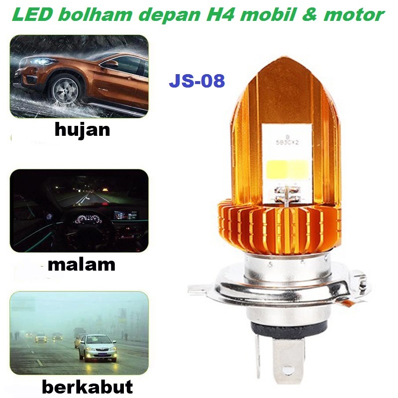 Lampu Utama JS-08 Bohlam H4 mobil & motor 2 warna laser Headlamp IP67 super terang AC DC bola lampu 