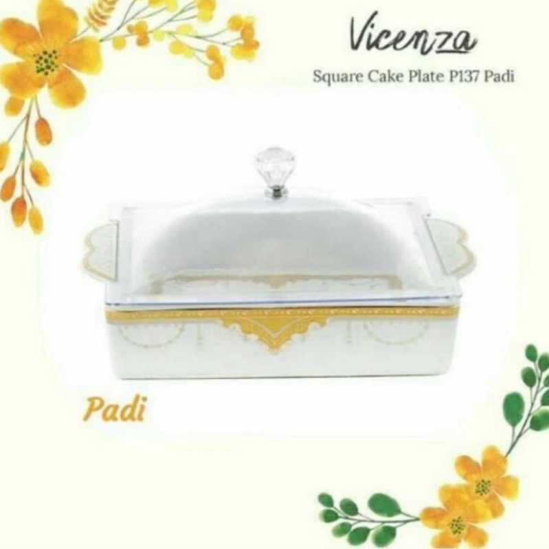 Vicenza - Tempat Saji Kue Persegi Vicenza - Square Cake Plate Vicenza P137 - Tempat Roti