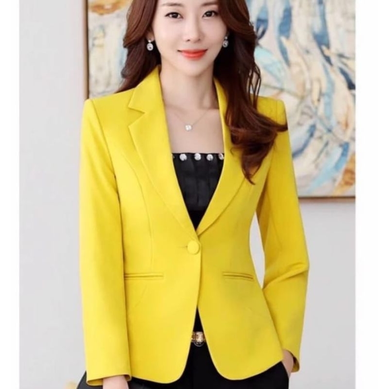 Jas wanita terbaru/jas wanita kantoran/jas wanita korean style/jas wanita warna kuning/jas wanita ke