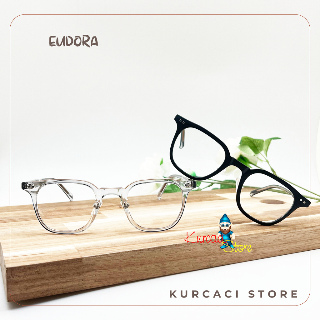 Frame Kacamata Eudora Kotak Nosepad Plastik Pria Wanita Retro Round Korea Antiradiasi Kacamata Minus