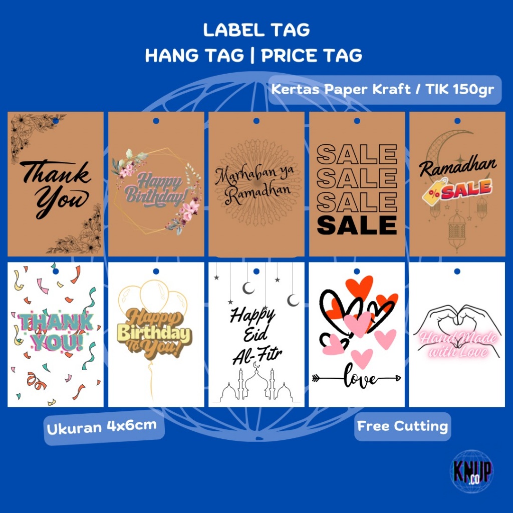 

Label Tag Kertas Kraft / TIK Costum Tag Brand / Hang Tag / Price Tag / Tag Produk / Tag Sale