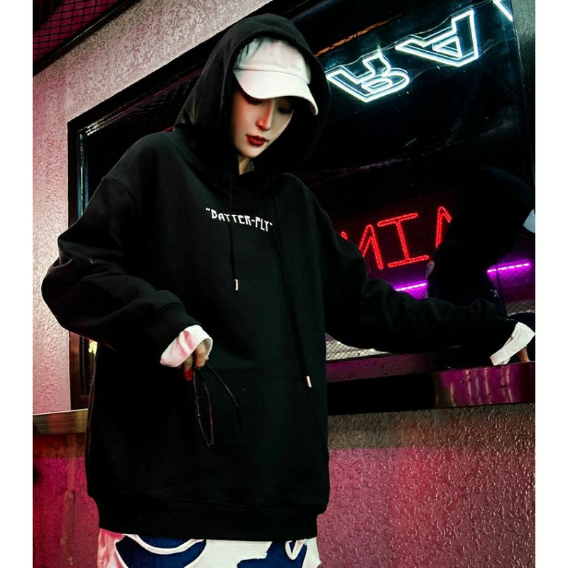 Hoodie Fashood Butterfly hoodie cowok keren kekinian nyaman lembut hitam logo