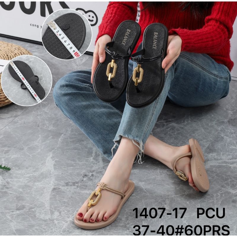 Sandal Jepit Jelly Wanita Motif Rantai Mewah Import Balance