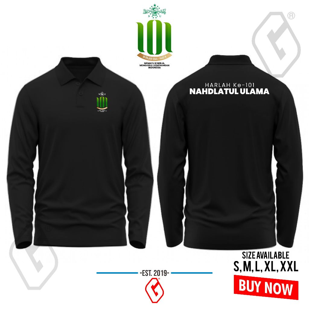 polo shirt harlah NU 101 longsleeve / baju kerah nahdlatul ulama harlah 101 panjang