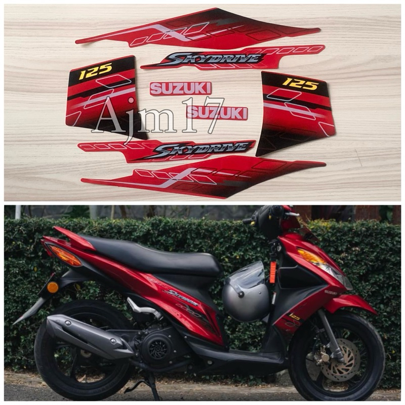 STIKER STRIPING MOTOR SKYDRIVE 2009 MERAH
