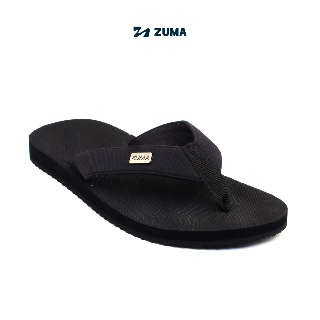 Zuma Men Hanzo 1 Black, Sandal Jepit Pria Karet Polos, Hitam