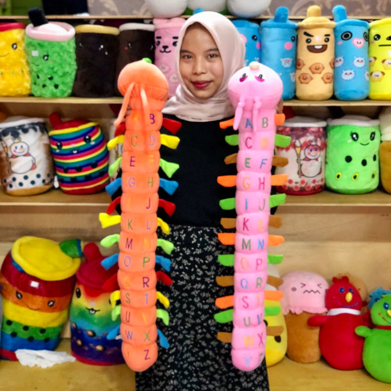 Boneka Ulil Panjang 80 cm, boneka ULAT lucu  mobil SNI ulil besar One House Party