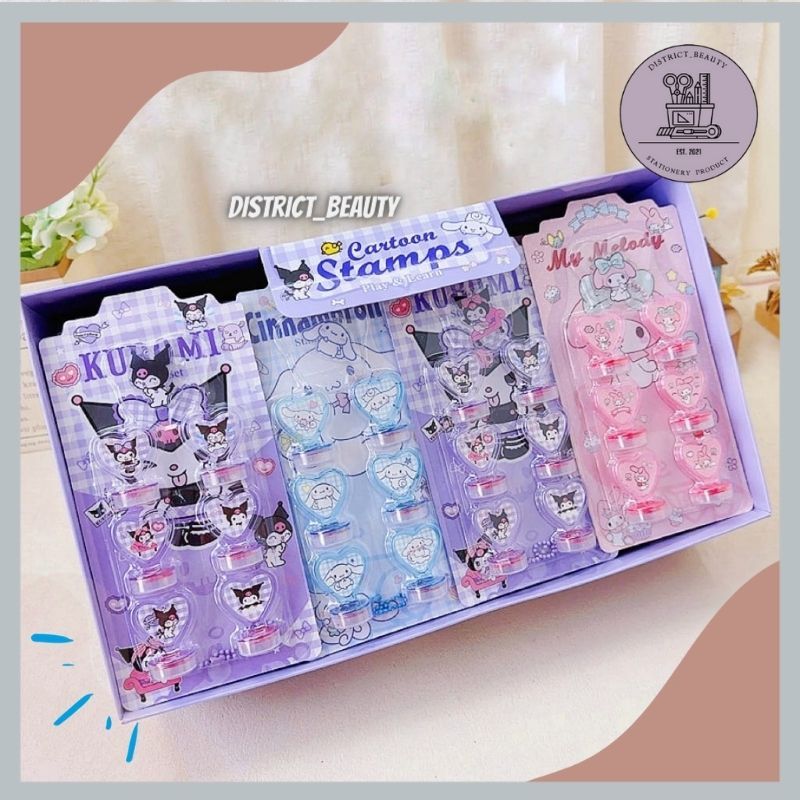 

STEMPEL SANRIO CAP STEMPEL BENTUK LOVE KUROMI CINNAMOROL FREE KEYCHAIN DISTRICT BEAUTY