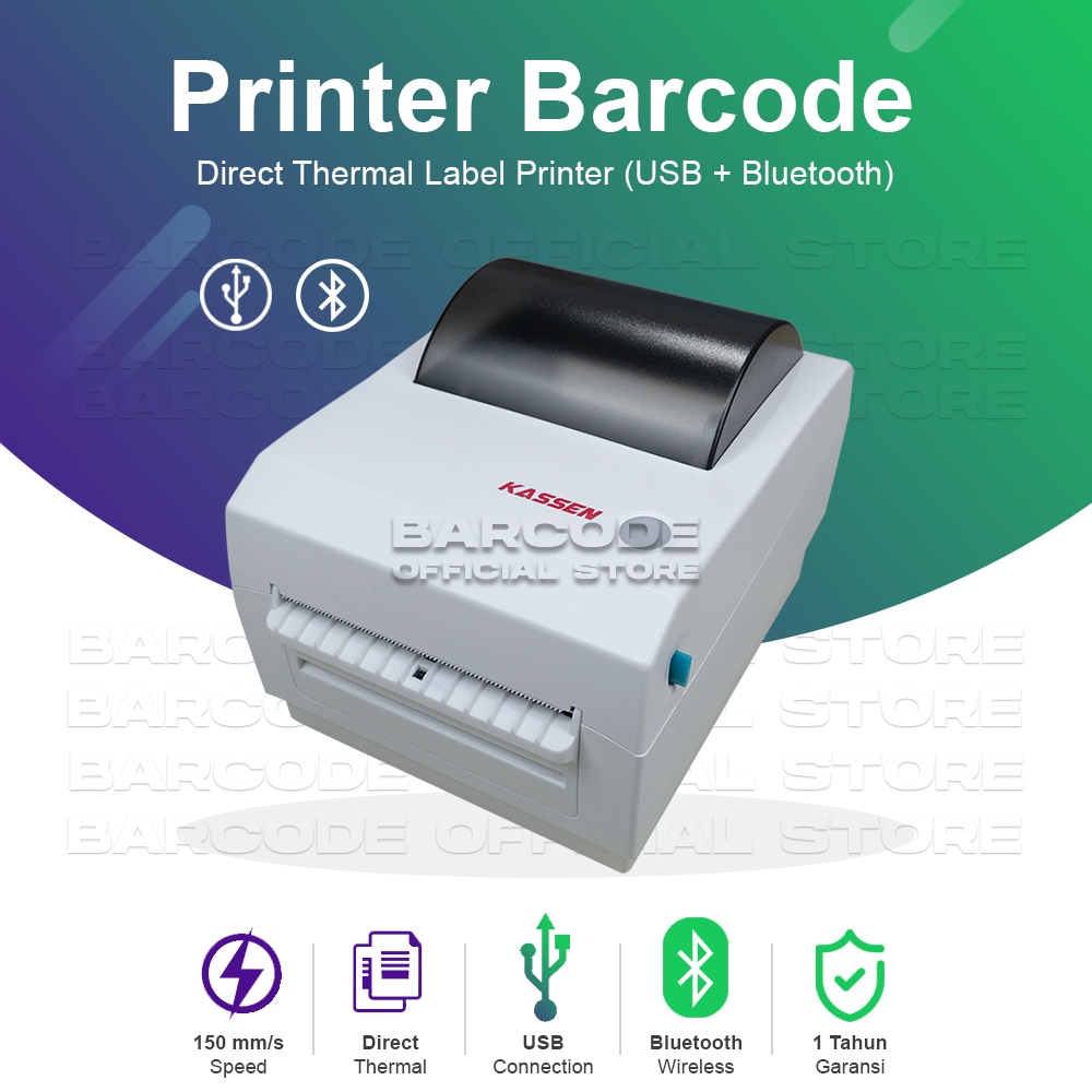 Printer Barcode Thermal Kassen DT640 Bluetooth Print Label Resi Shopee A6