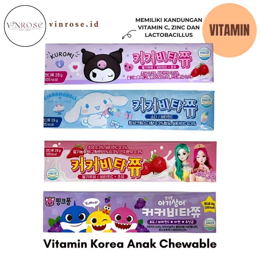 Vitamin Korea Anak Pinkfong Baby Shark Vitamin C, Zinc, Lactobacillus/ Chewable Vitamin