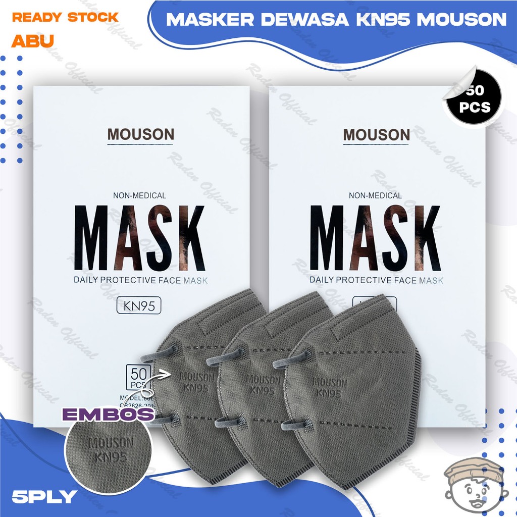 Masker KN95 MOUSON 5PLY 50PCS ABU Surgical Mask KN 95 5 Ply KEMENKES
