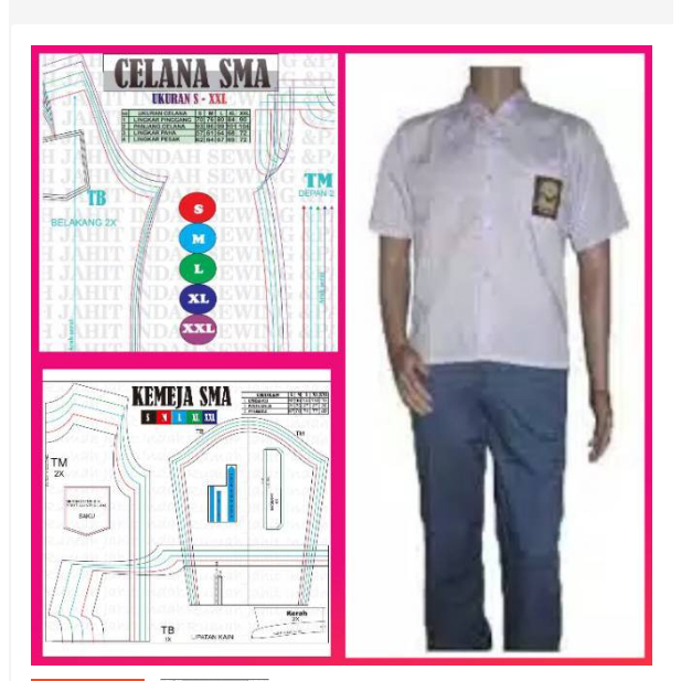 POLA CELANA SMA POLA SERAGAM CELANA SMA POLA JIPLAK S-XXL